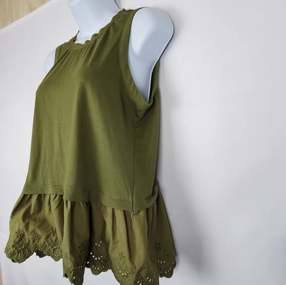 J. Crew Olive Green Sleeveless Blouse Women XS